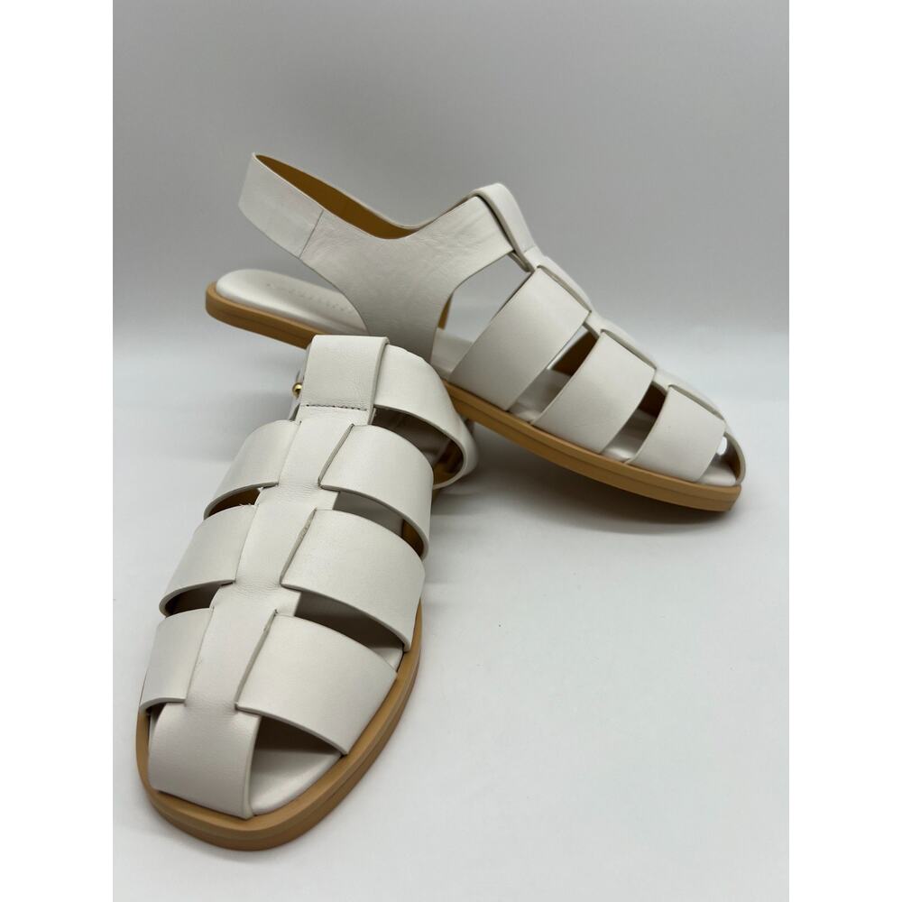 Mercedes Castillo Kailey Caged Fisherman White Leather Sandals Women's Size 9 - Picture 4 of 16